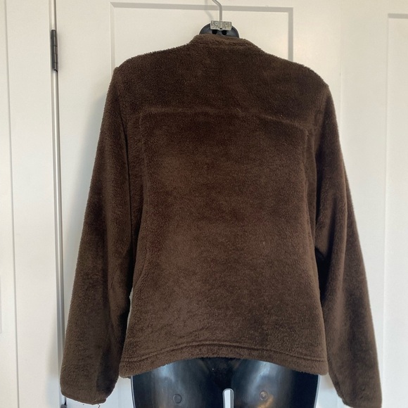 Lands' End Brown Fluffy Fleece Jacket Pullover Size Medium - Picture 3 of 7
